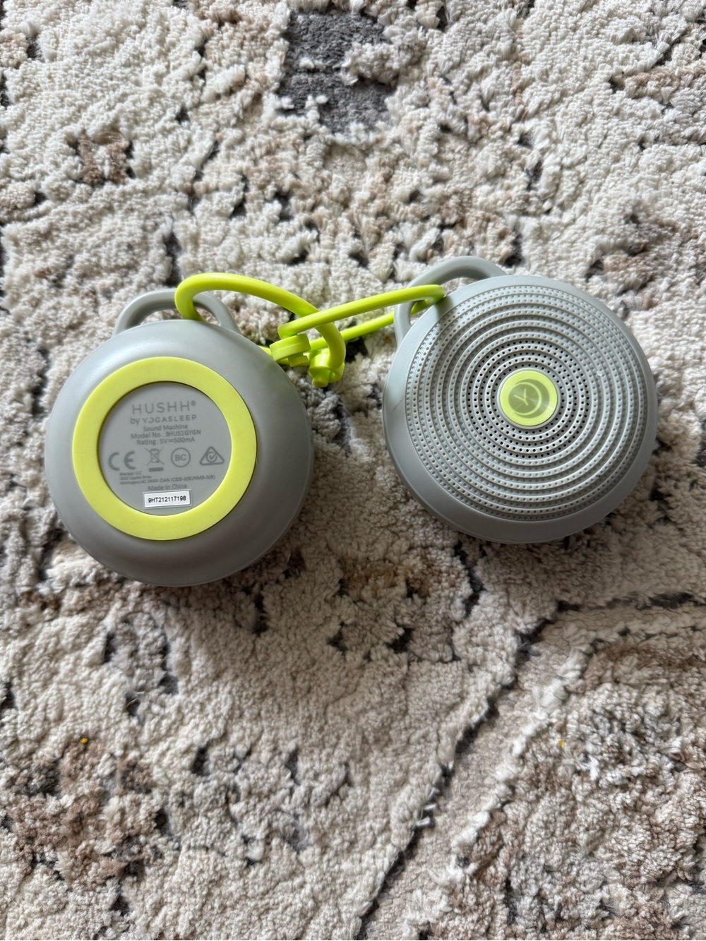 Hushh Portable Sound Machine Speaker - Gray with Neon Yellow Accents